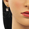 Arete Gancho Frances 5.125.020.5 Oro Laminado, con Rosa and Blanca Cristal, Pulido, Tono Dorado