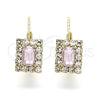 Arete Gancho Frances 5.125.020.5 Oro Laminado, con Rosa and Blanca Cristal, Pulido, Tono Dorado