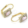 Arete Gancho Frances 5.125.020.5 Oro Laminado, con Rosa and Blanca Cristal, Pulido, Tono Dorado