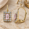 Arete Gancho Frances 5.125.020.5 Oro Laminado, con Cristal Rosa y Blanca, Pulido, Tono Dorado