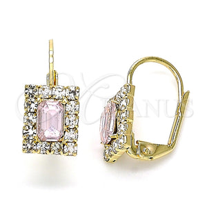 Arete Gancho Frances 5.125.020.5 Oro Laminado, con Rosa and Blanca Cristal, Pulido, Tono Dorado