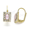 Arete Gancho Frances 5.125.020.5 Oro Laminado, con Rosa and Blanca Cristal, Pulido, Tono Dorado