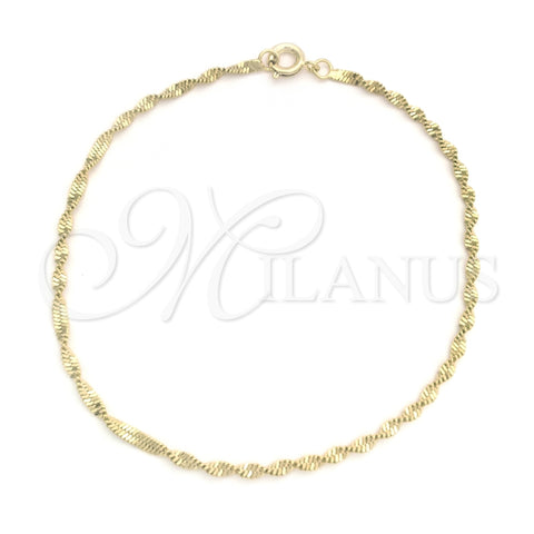 Pulsera Elegante 03.09.0089.07 Oro Laminado, Diseño de Torcido, Pulido, Tono Dorado (02 MM Thickness, 7 Inches Length)