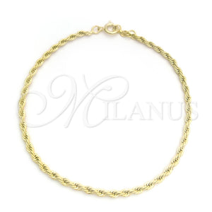 Pulsera Elegante 03.09.0089.1.07 Oro Laminado, Diseño de Rope, Pulido, Tono Dorado (03 MM Thickness, 7 Inches Length)