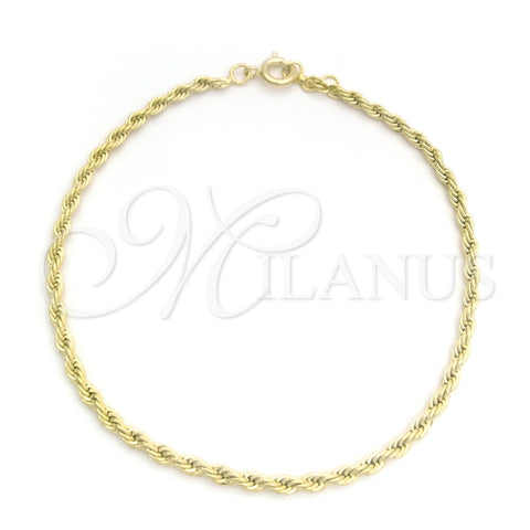 Pulsera Elegante 03.09.0089.1.07 Oro Laminado, Diseño de Rope, Pulido, Tono Dorado (03 MM Thickness, 7 Inches Length)