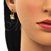 Arete Gancho Frances 5.125.020.6 Oro Laminado, con Amarillo and Blanca Cristal, Pulido, Tono Dorado
