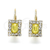 Arete Gancho Frances 5.125.020.6 Oro Laminado, con Amarillo and Blanca Cristal, Pulido, Tono Dorado