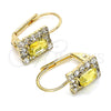 Arete Gancho Frances 5.125.020.6 Oro Laminado, con Amarillo and Blanca Cristal, Pulido, Tono Dorado