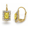 Arete Gancho Frances 5.125.020.6 Oro Laminado, con Amarillo and Blanca Cristal, Pulido, Tono Dorado