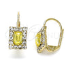 Arete Gancho Frances 5.125.020.6 Oro Laminado, con Amarillo and Blanca Cristal, Pulido, Tono Dorado