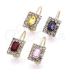 Arete Gancho Frances 5.125.020.6 Oro Laminado, con Amarillo and Blanca Cristal, Pulido, Tono Dorado