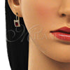 Arete Gancho Frances 5.125.020.7 Oro Laminado, con Granate and Blanca Cristal, Pulido, Tono Dorado
