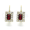 Arete Gancho Frances 5.125.020.7 Oro Laminado, con Granate and Blanca Cristal, Pulido, Tono Dorado