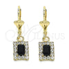 Arete Colgante 02.122.0117.1 Oro Laminado, con Negro and Blanca Cristal, Pulido, Tono Dorado