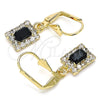 Arete Colgante 02.122.0117.1 Oro Laminado, con Negro and Blanca Cristal, Pulido, Tono Dorado