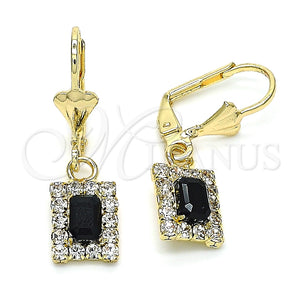 Arete Colgante 02.122.0117.1 Oro Laminado, con Negro and Blanca Cristal, Pulido, Tono Dorado
