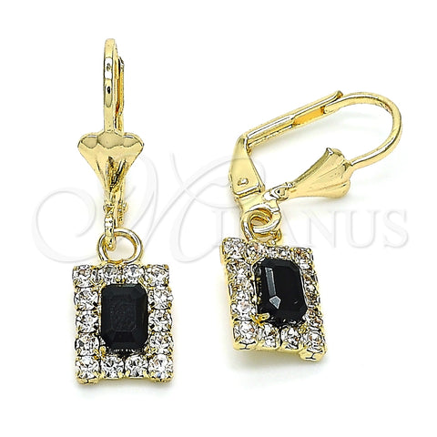 Arete Colgante 02.122.0117.1 Oro Laminado, con Negro and Blanca Cristal, Pulido, Tono Dorado