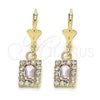 Arete Colgante 02.122.0117.2 Oro Laminado, con Rosa and Blanca Cristal, Pulido, Tono Dorado