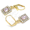 Arete Colgante 02.122.0117.2 Oro Laminado, con Rosa and Blanca Cristal, Pulido, Tono Dorado