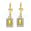 Arete Colgante 02.122.0117.4 Oro Laminado, con Amarillo and Blanca Cristal, Pulido, Tono Dorado