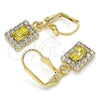 Arete Colgante 02.122.0117.4 Oro Laminado, con Amarillo and Blanca Cristal, Pulido, Tono Dorado