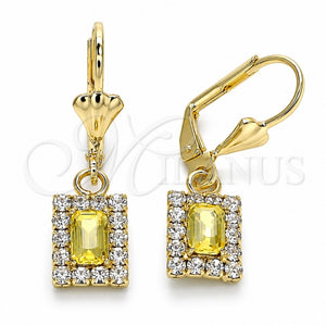 Arete Colgante 02.122.0117.4 Oro Laminado, con Amarillo and Blanca Cristal, Pulido, Tono Dorado