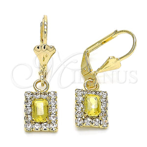 Arete Colgante 02.122.0117.4 Oro Laminado, con Amarillo and Blanca Cristal, Pulido, Tono Dorado