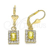Arete Colgante 02.122.0117.4 Oro Laminado, con Amarillo and Blanca Cristal, Pulido, Tono Dorado