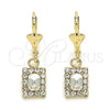 Arete Colgante 02.122.0117.5 Oro Laminado, con Blanca Cristal, Pulido, Tono Dorado