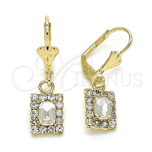 Arete Colgante 02.122.0117.5 Oro Laminado, con Blanca Cristal, Pulido, Tono Dorado