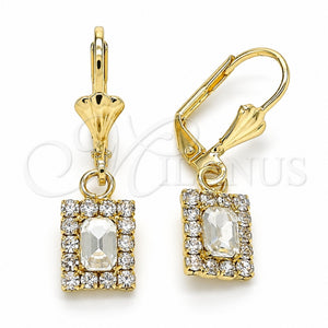 Arete Colgante 02.122.0117.5 Oro Laminado, con Blanca Cristal, Pulido, Tono Dorado