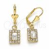 Arete Colgante 02.122.0117.5 Oro Laminado, con Blanca Cristal, Pulido, Tono Dorado