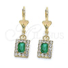 Arete Colgante 02.122.0117.6 Oro Laminado, con Verde and Blanca Cristal, Pulido, Tono Dorado
