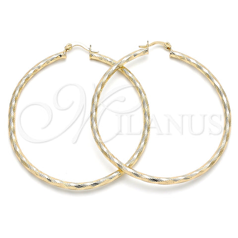 Argolla Grande 02.213.0240.60 Oro Laminado, Diamantado, Tono Dorado