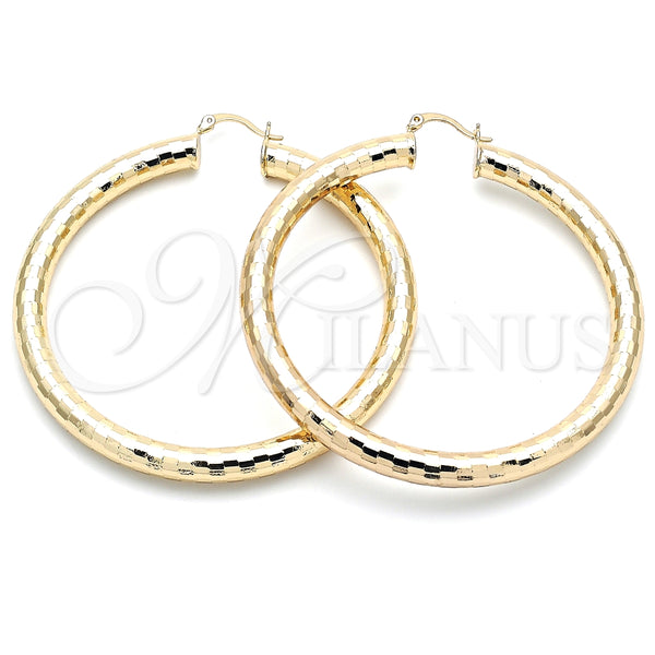 Argolla Extra Grande 02.213.0241.70 Oro Laminado, Diseño de Hueco, Diamantado, Tono Dorado