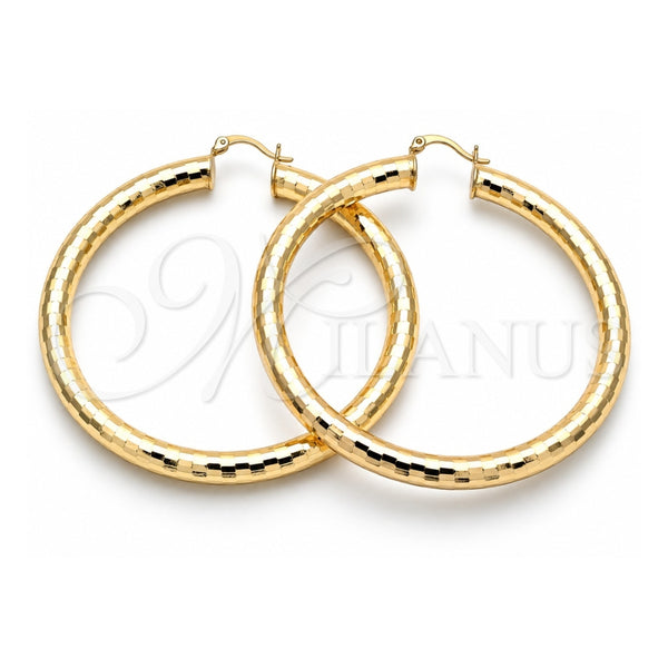 Argolla Extra Grande 02.213.0241.70 Oro Laminado, Diseño de Hueco, Diamantado, Tono Dorado