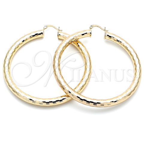 Argolla Extra Grande 02.213.0241.70 Oro Laminado, Diseño de Hueco, Diamantado, Tono Dorado