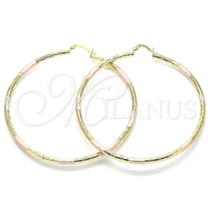 Argolla Extra Grande 02.213.0242.70 Oro Laminado, Diamantado, Tres Tonos