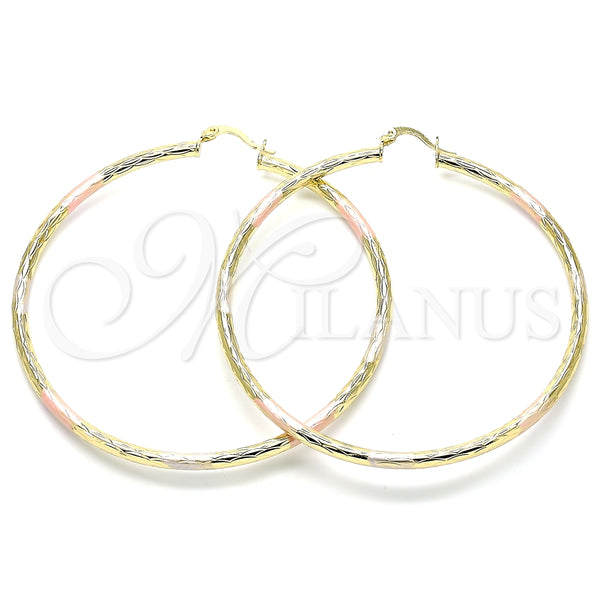 Argolla Extra Grande 02.213.0242.70 Oro Laminado, Diamantado, Tres Tonos
