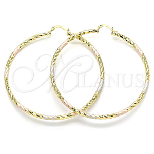 Argolla Extra Grande 02.213.0155.1.70 Oro Laminado, Diamantado, Tres Tonos