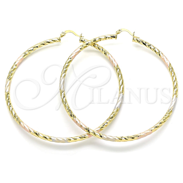 Argolla Extra Grande 02.213.0155.1.70 Oro Laminado, Diamantado, Tres Tonos