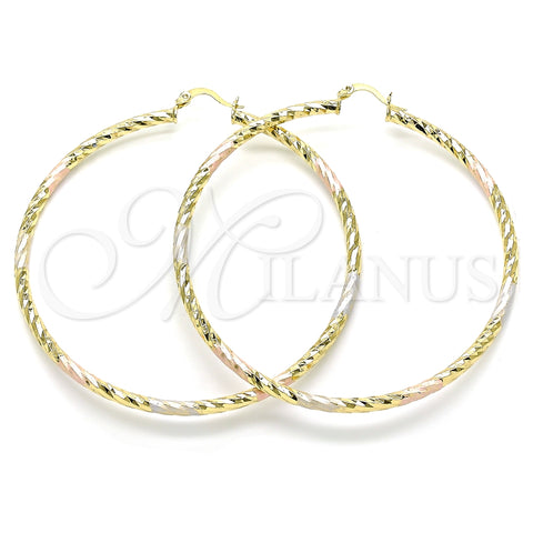 Argolla Extra Grande 02.213.0155.1.70 Oro Laminado, Diamantado, Tres Tonos