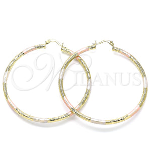 Argolla Grande 02.213.0242.60 Oro Laminado, Diamantado, Tres Tonos