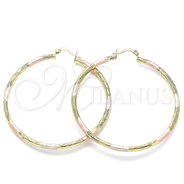 Argolla Grande 02.213.0242.60 Oro Laminado, Diamantado, Tres Tonos