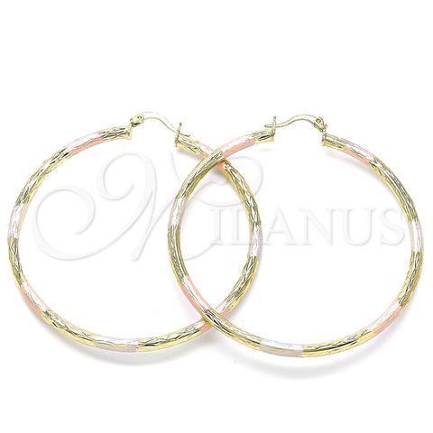 Argolla Grande 02.213.0242.60 Oro Laminado, Diamantado, Tres Tonos