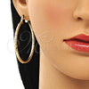 Argolla Grande 02.213.0155.50 Oro Laminado, Diseño de Hueco, Diamantado, Tono Dorado