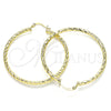 Argolla Grande 02.213.0155.50 Oro Laminado, Diseño de Hueco, Diamantado, Tono Dorado