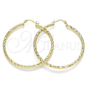 Argolla Grande 02.213.0155.50 Oro Laminado, Diseño de Hueco, Diamantado, Tono Dorado