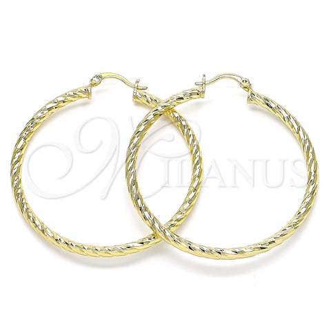 Argolla Grande 02.213.0155.50 Oro Laminado, Diseño de Hueco, Diamantado, Tono Dorado