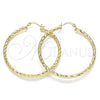 Argolla Grande 02.213.0155.50 Oro Laminado, Diseño de Hueco, Diamantado, Tono Dorado